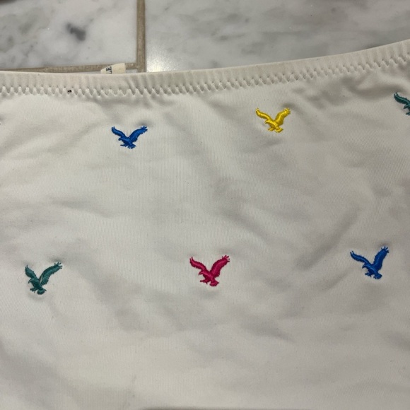 American Eagle White Bikini with Embroidery. Has few stains, shown in pictures. - Picture 5 of 5